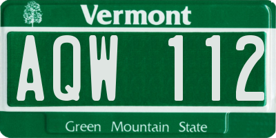 VT license plate AQW112