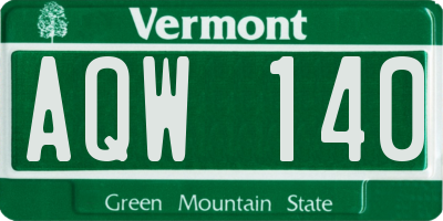 VT license plate AQW140
