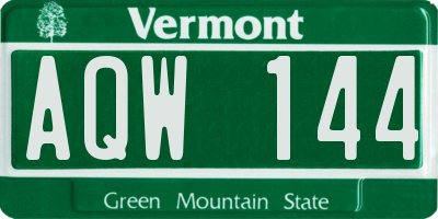 VT license plate AQW144