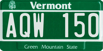 VT license plate AQW150