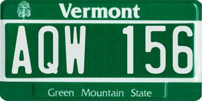 VT license plate AQW156
