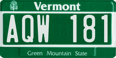 VT license plate AQW181