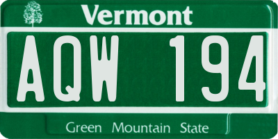 VT license plate AQW194