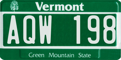 VT license plate AQW198