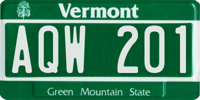 VT license plate AQW201