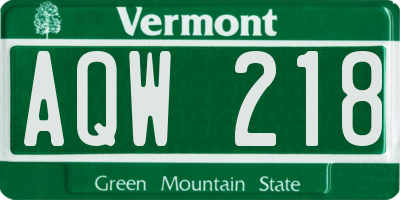 VT license plate AQW218