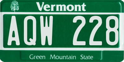VT license plate AQW228