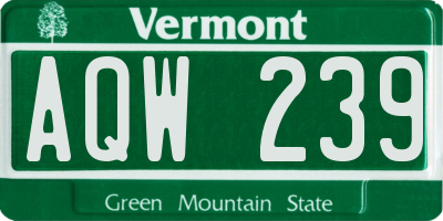 VT license plate AQW239