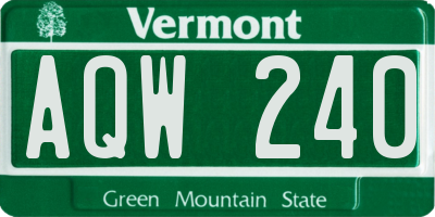 VT license plate AQW240