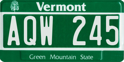 VT license plate AQW245