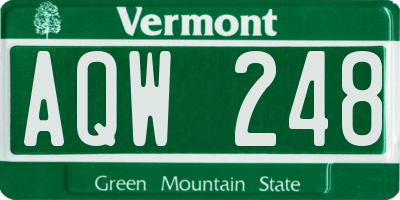 VT license plate AQW248