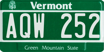 VT license plate AQW252