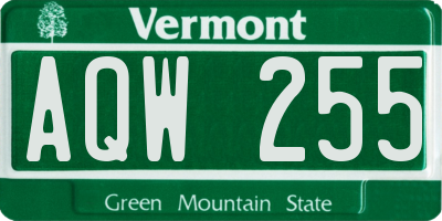 VT license plate AQW255
