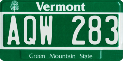 VT license plate AQW283