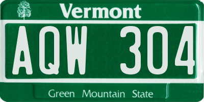 VT license plate AQW304
