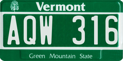 VT license plate AQW316