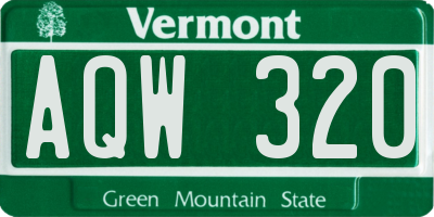 VT license plate AQW320