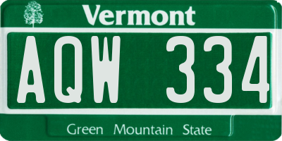 VT license plate AQW334