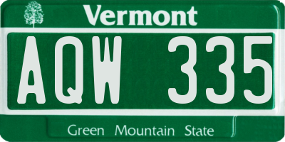 VT license plate AQW335