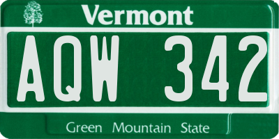 VT license plate AQW342