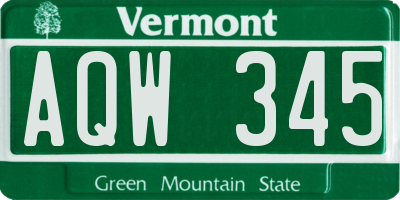 VT license plate AQW345
