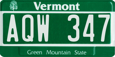 VT license plate AQW347