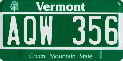 VT license plate AQW356