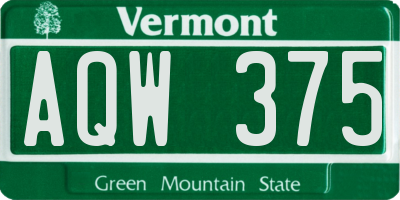 VT license plate AQW375