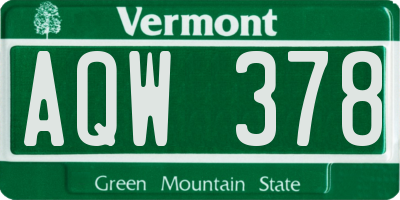 VT license plate AQW378