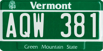 VT license plate AQW381