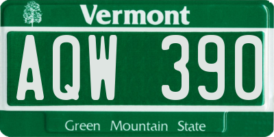 VT license plate AQW390