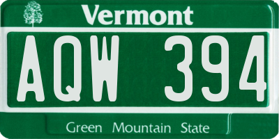 VT license plate AQW394