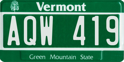 VT license plate AQW419