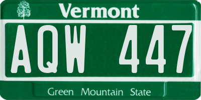 VT license plate AQW447