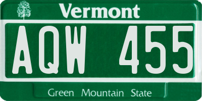 VT license plate AQW455
