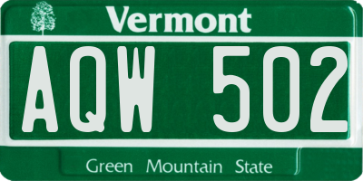 VT license plate AQW502