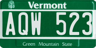 VT license plate AQW523