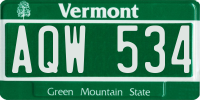 VT license plate AQW534