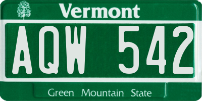 VT license plate AQW542