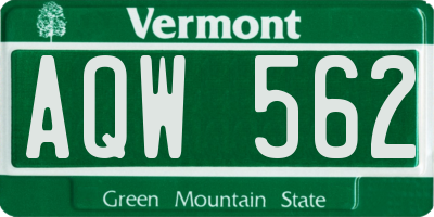 VT license plate AQW562