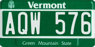 VT license plate AQW576