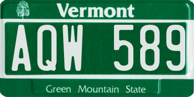 VT license plate AQW589