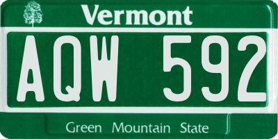VT license plate AQW592