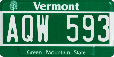 VT license plate AQW593