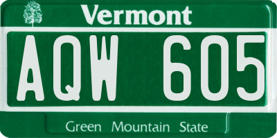 VT license plate AQW605