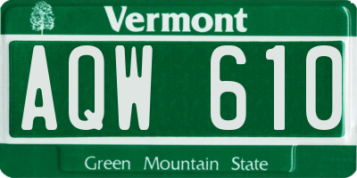 VT license plate AQW610