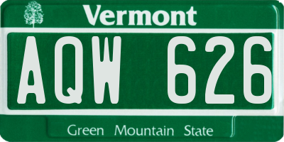 VT license plate AQW626