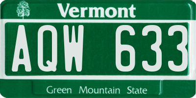 VT license plate AQW633