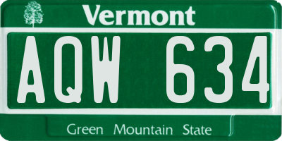 VT license plate AQW634