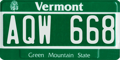 VT license plate AQW668